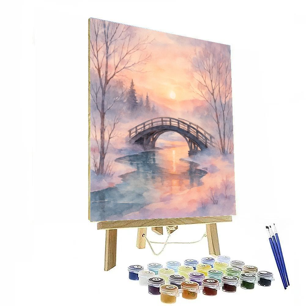 Frosted Bridge At Rose Dawn Paint by numbers art