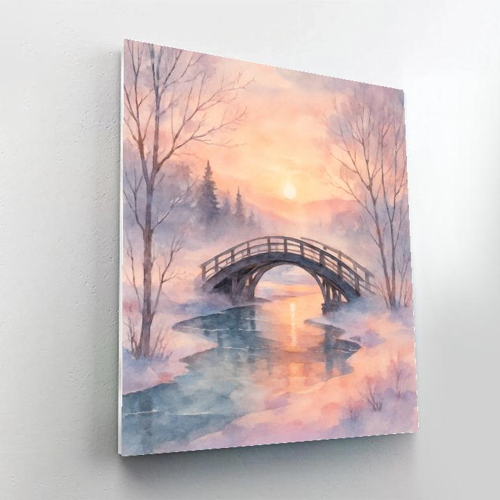 Frosted Bridge At Rose Dawn Paint by numbers art