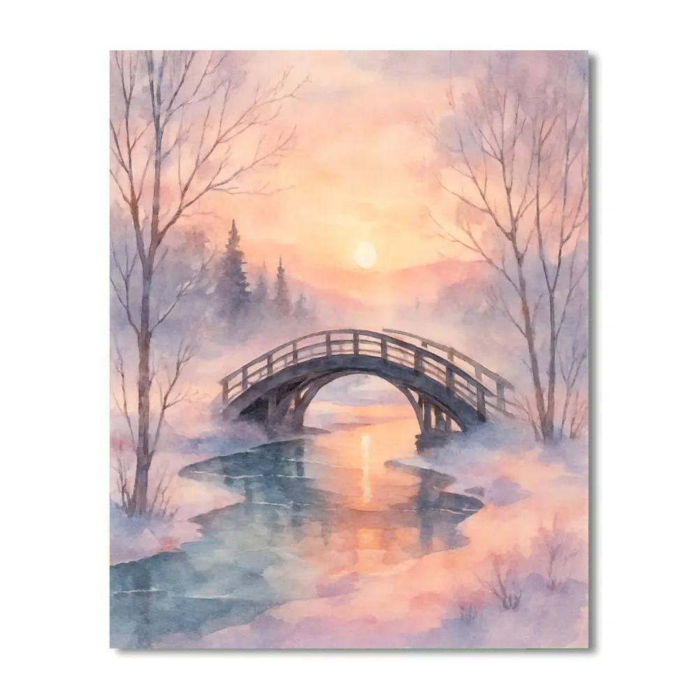 Frosted Bridge At Rose Dawn Paint by numbers art