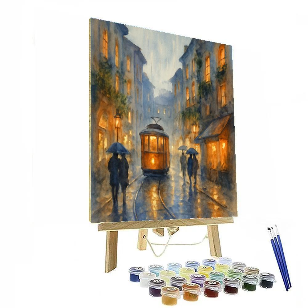 Rainy Streetcar In The Old Quarter Number painting