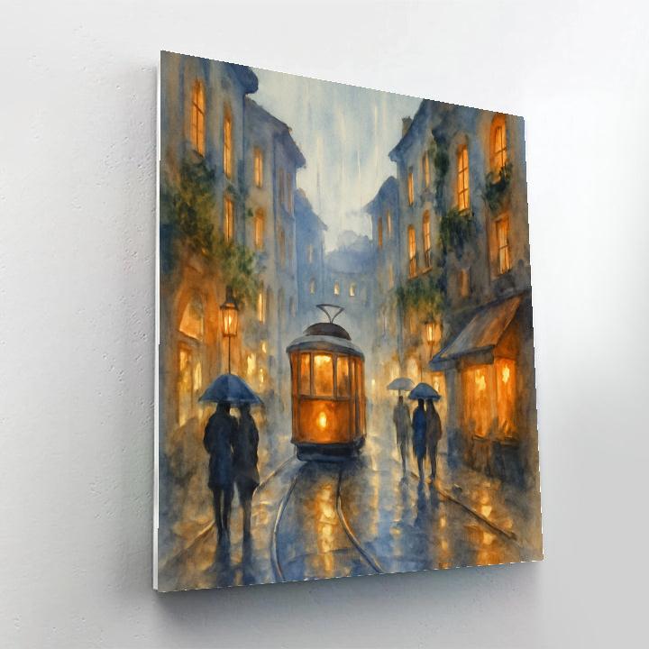 Rainy Streetcar In The Old Quarter Number painting