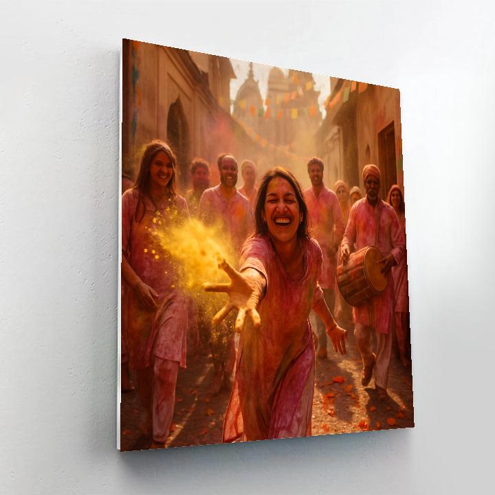 Holi Street Celebration In Vrindavan painting number kit