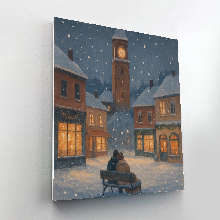 Snowfall Around The Clocktower Square Numbered painting kits