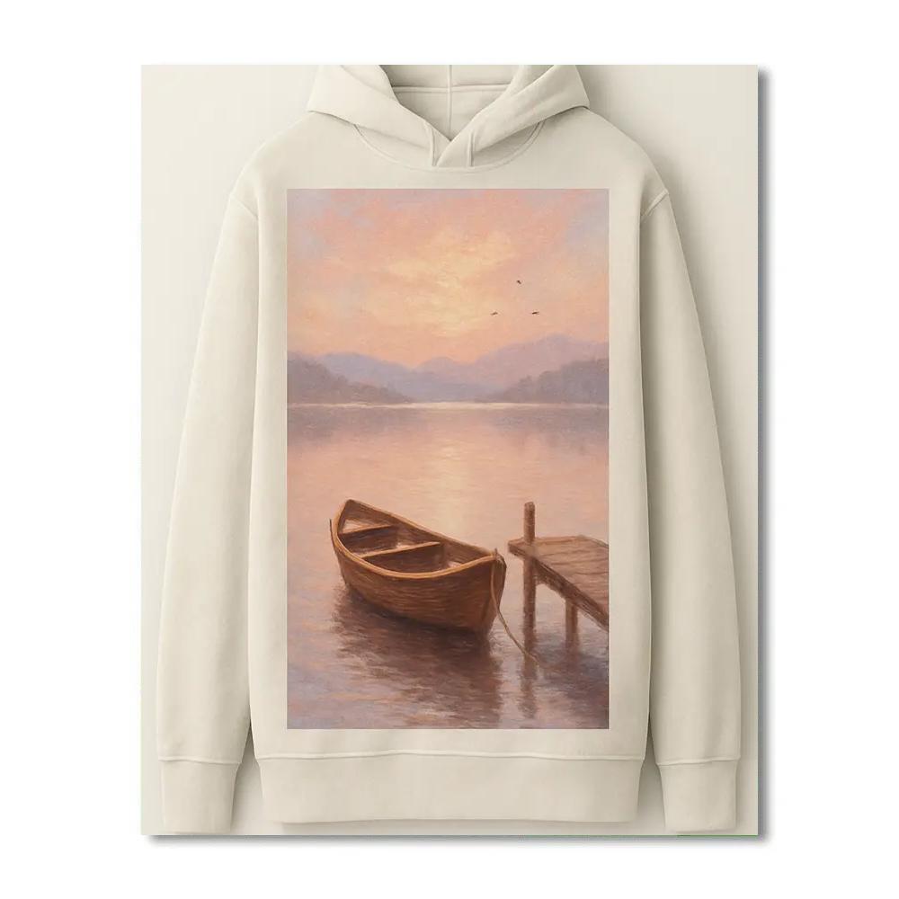 Rowboat At Rose Gold Sunrise Lake DIY paint by numbers