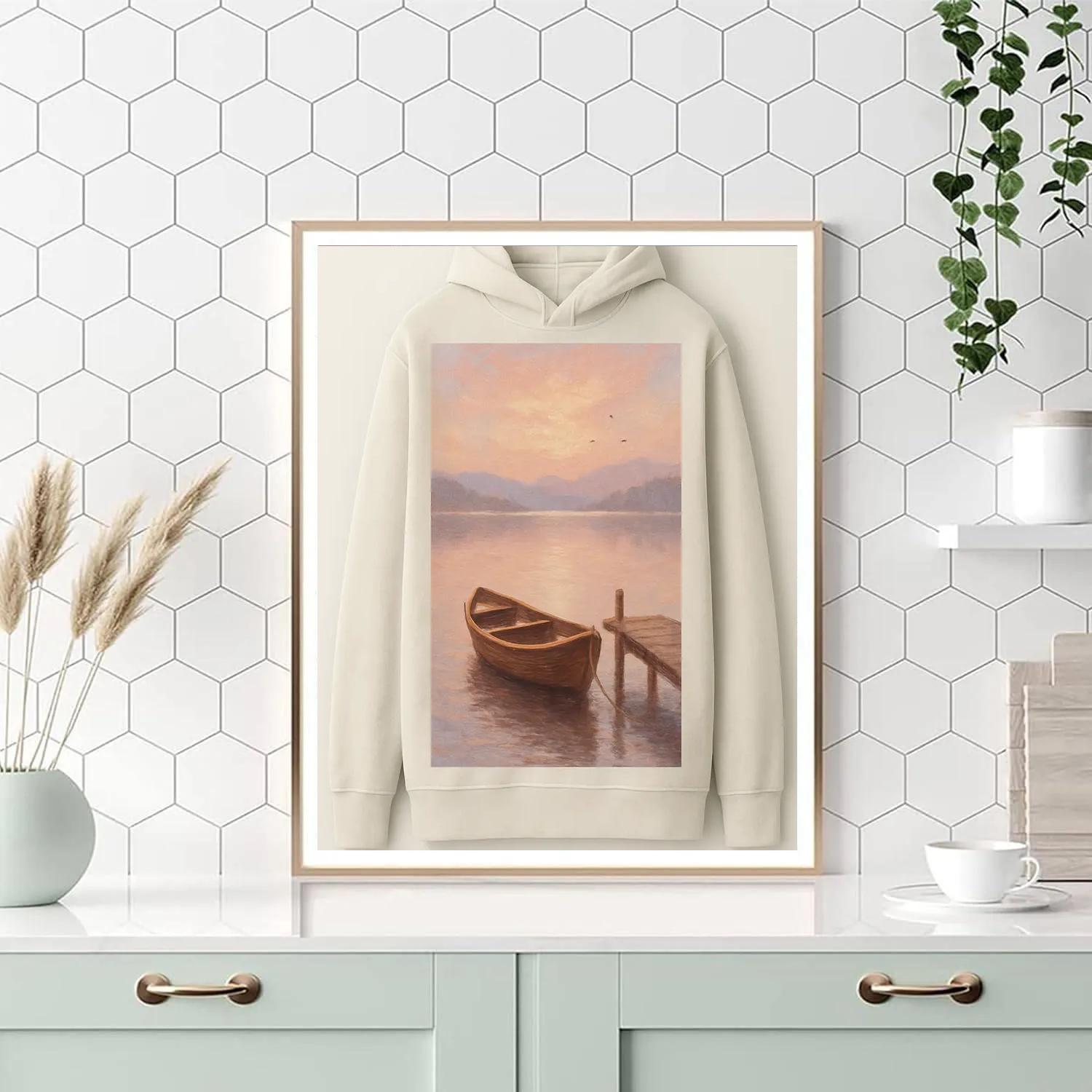 Rowboat At Rose Gold Sunrise Lake DIY paint by numbers
