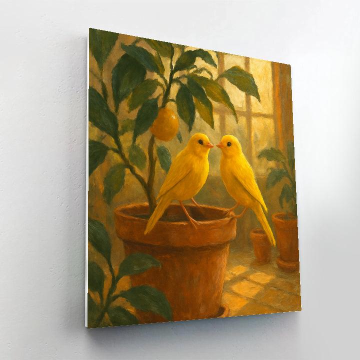 Sunroom Canaries Among Potted Citrus Paint by numbers art
