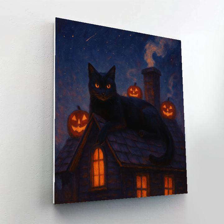 Cosmic Cat On The Autumn Roof painting number kit