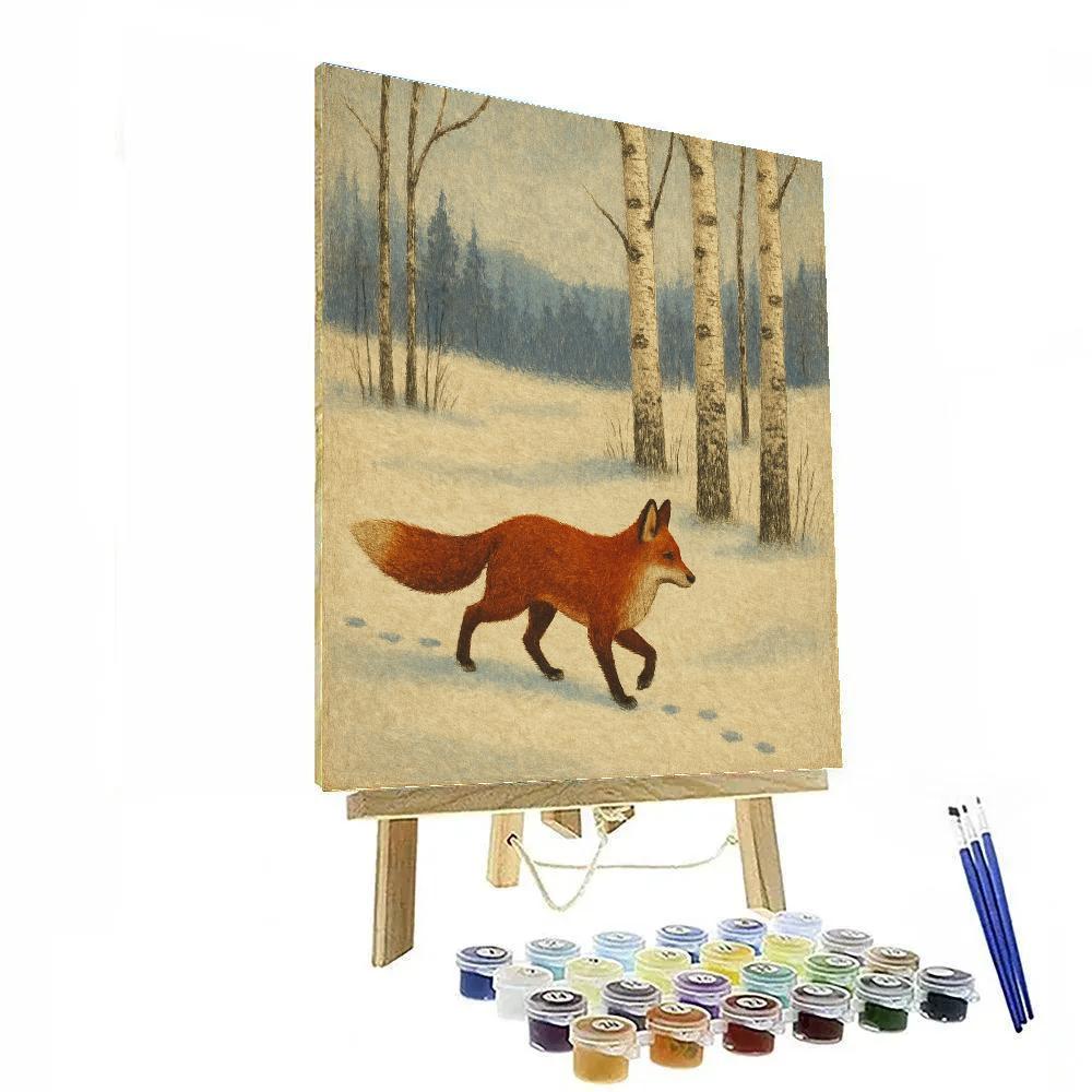 Fox Trail Through Silver Birches paint by numbers