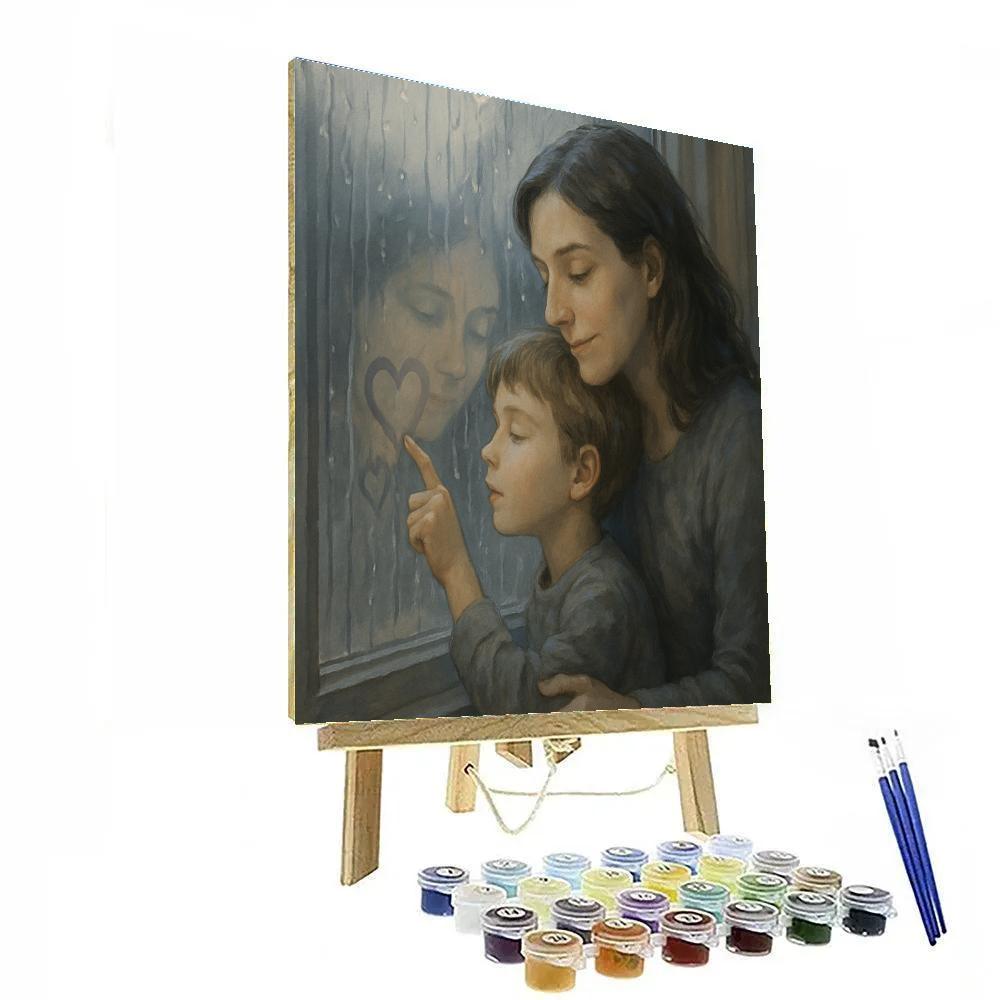 Rainy Day Window Hearts Numbered painting kits