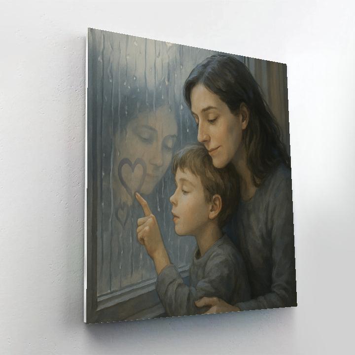 Rainy Day Window Hearts Numbered painting kits