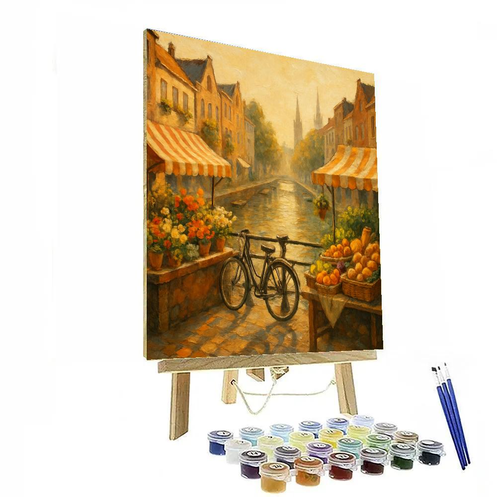 Morning Market By The Canal Bridge Painting by numbers kit