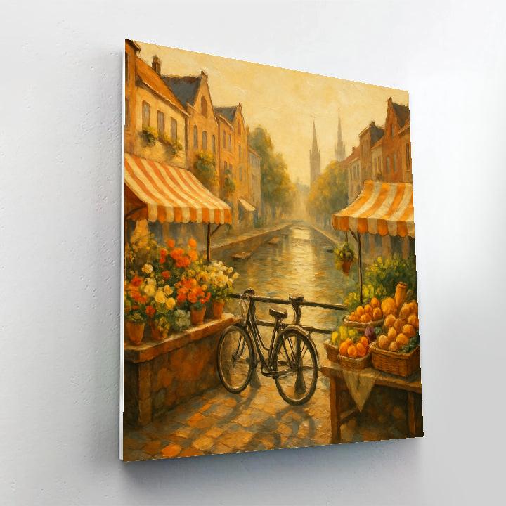 Morning Market By The Canal Bridge Painting by numbers kit