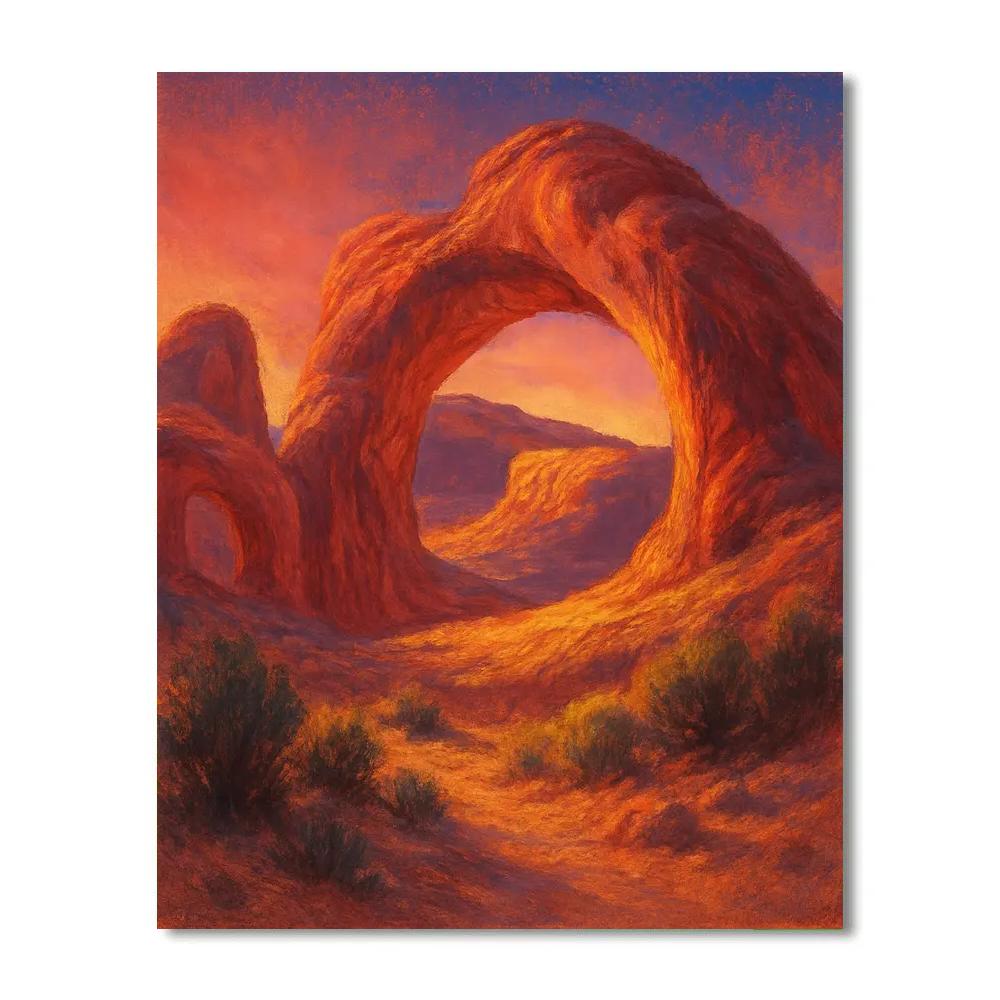 Sunset Over Desert Arches paint by number