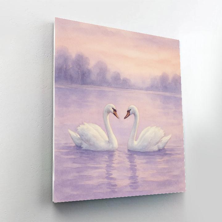 Swans Drifting Through Lavender Mist Lake Paint by numbers kits