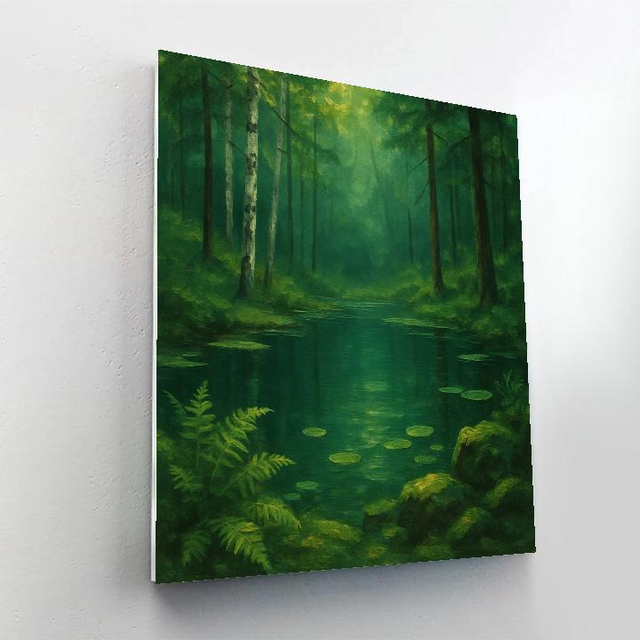 Forest Pond In Emerald Shade painting number kit
