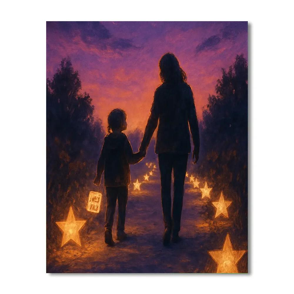 Star Lantern Walk With Mother Number painting