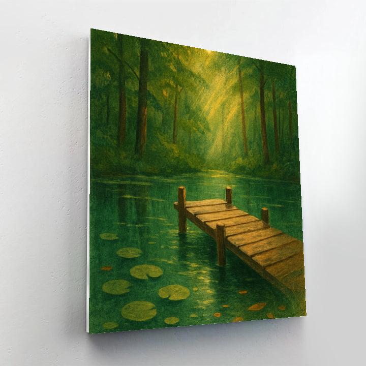 Hidden Dock In Emerald Forest Lake Paint by numbers art