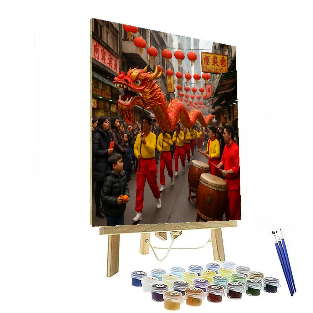 Lunar New Year Dragon Dance In Hong Kong DIY paint by numbers