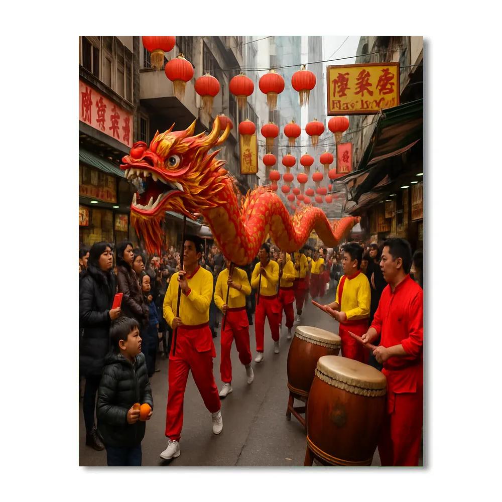Lunar New Year Dragon Dance In Hong Kong DIY paint by numbers