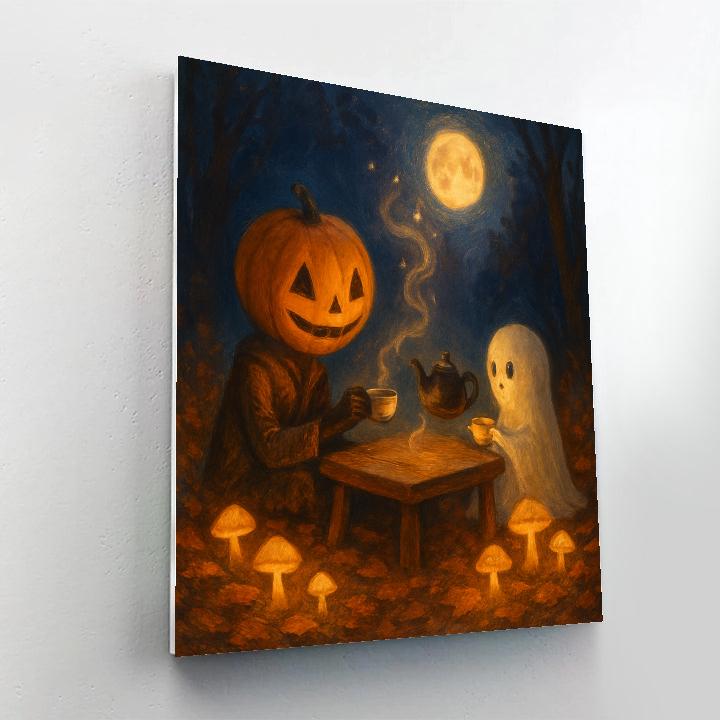 Mushroom Circle Midnight Tea paint by color