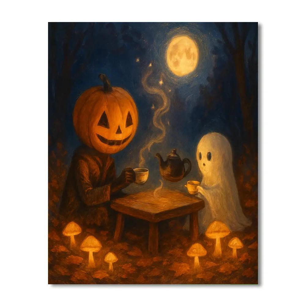 Mushroom Circle Midnight Tea paint by color