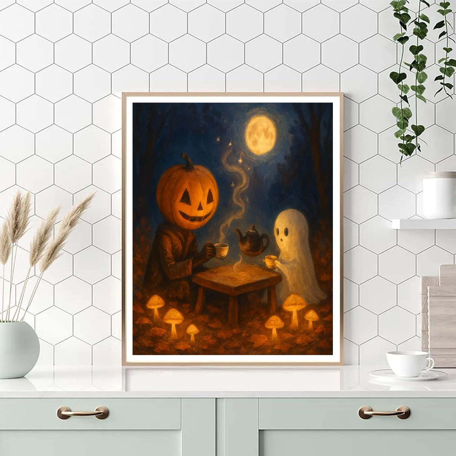 Mushroom Circle Midnight Tea paint by color