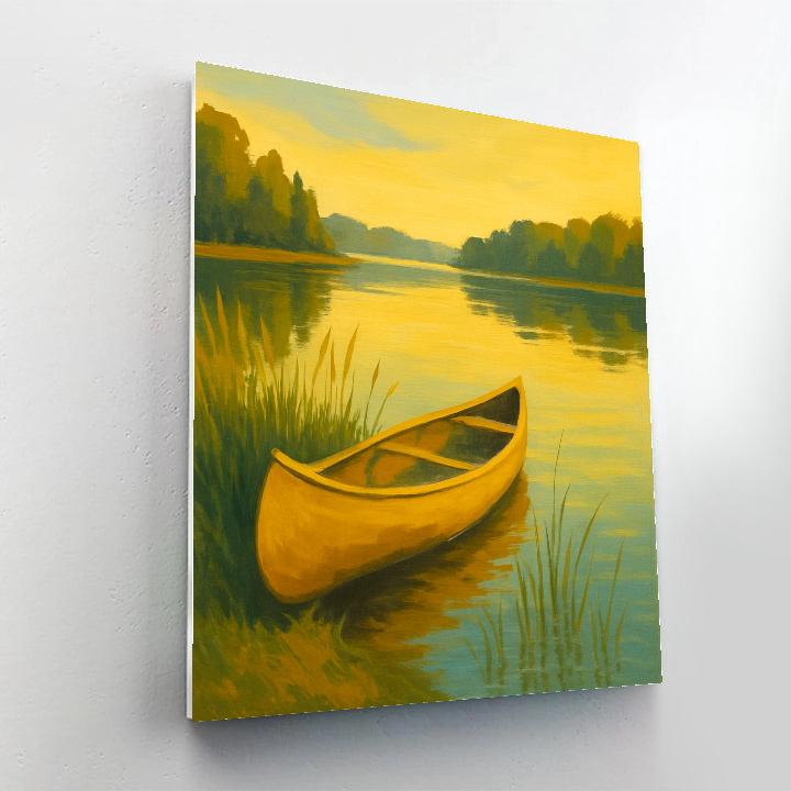 Golden Canoe On Late Summer Lake Number painting