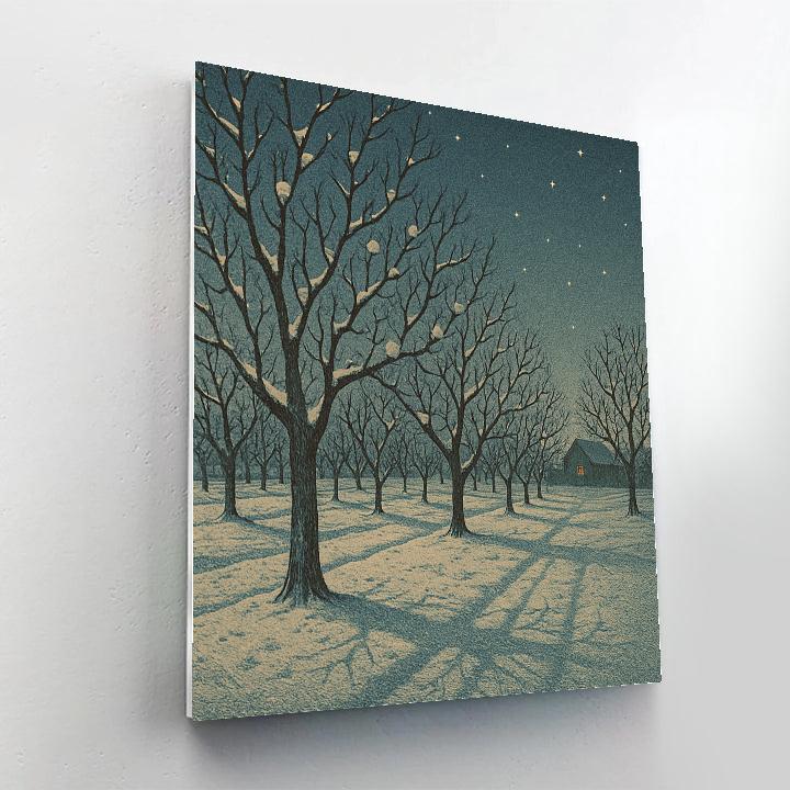 Snowy Orchard At Indigo Nightfall Numbered painting kits