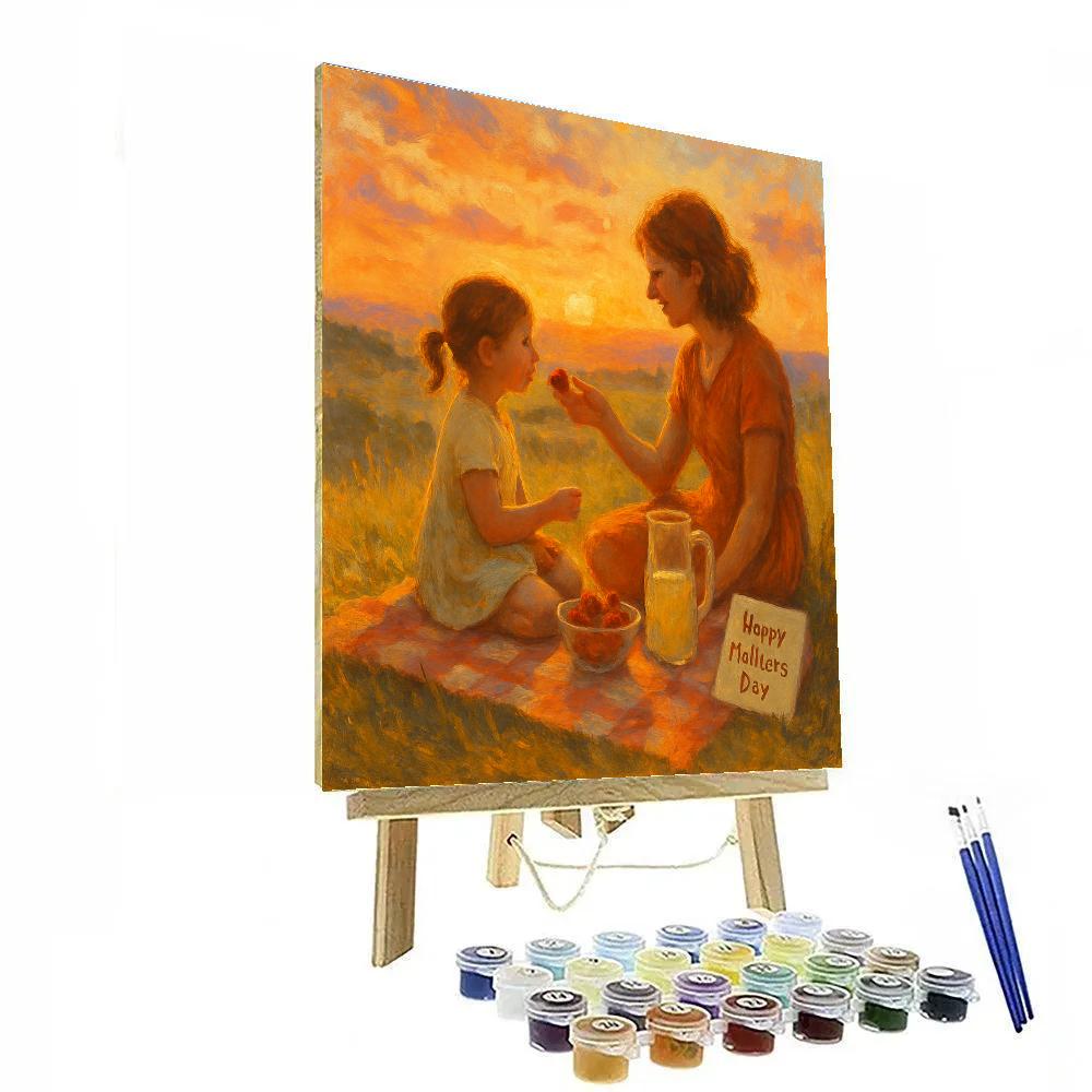 Sunset Hilltop Mothers Day Picnic paint by color