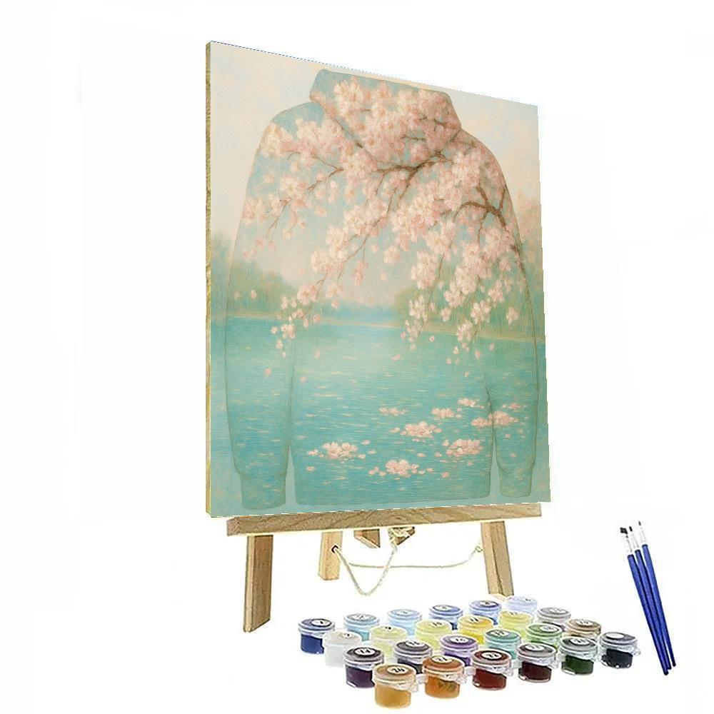 Cherry Blossom Shore At Spring Lake Paint by numbers art