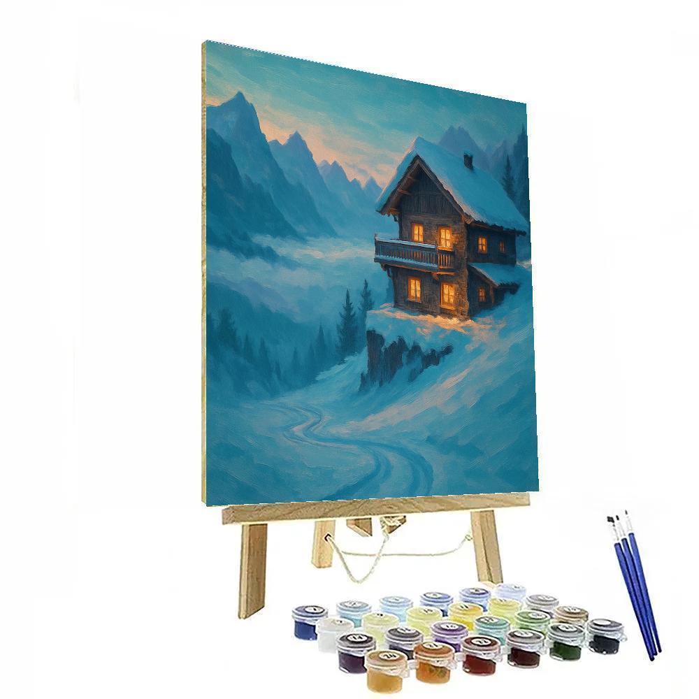 Mountain Chalet Above The Cloud Drift paint by number