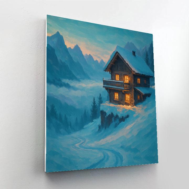 Mountain Chalet Above The Cloud Drift paint by number