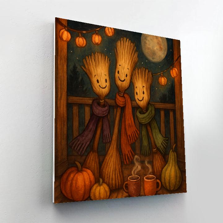 Friendly Broomstick Porch Gathering Painting by numbers kit