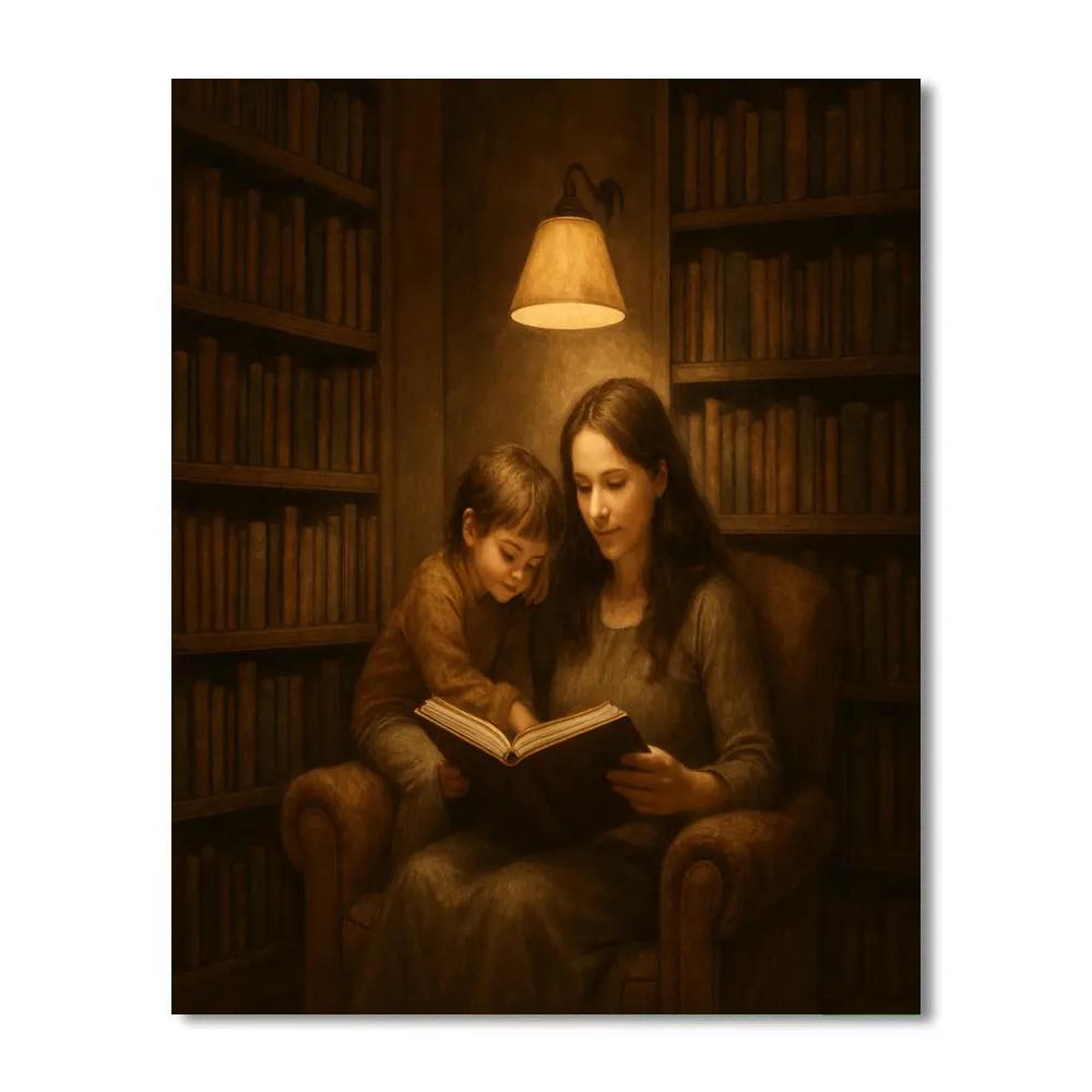 Library Corner With Mom Numbered painting kits
