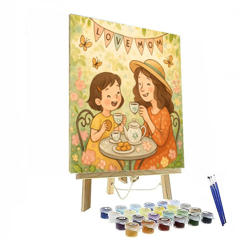 Mothers Day Garden Tea Party Numbered painting kits