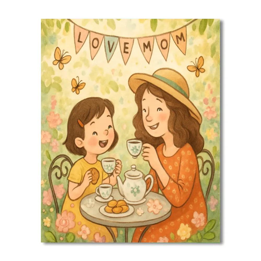 Mothers Day Garden Tea Party Numbered painting kits