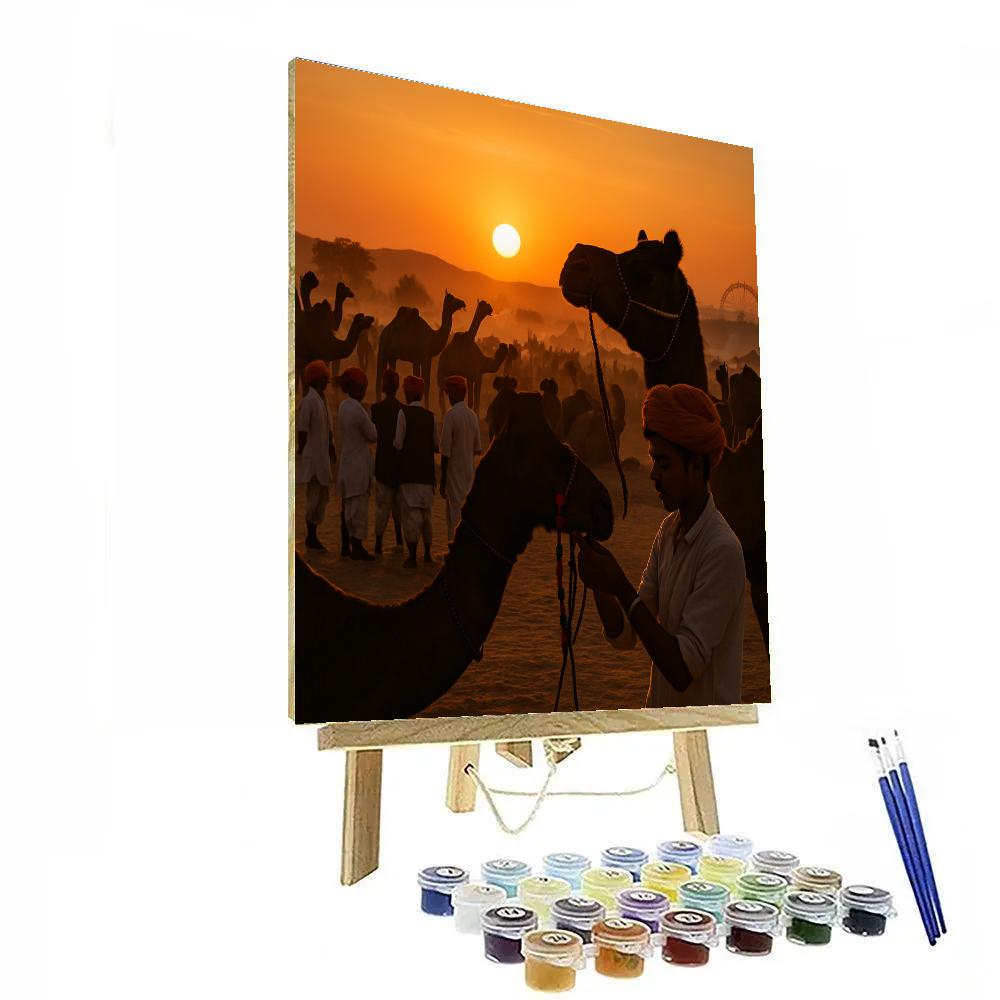 Pushkar Camel Fair At Sunset Rajasthan Number painting