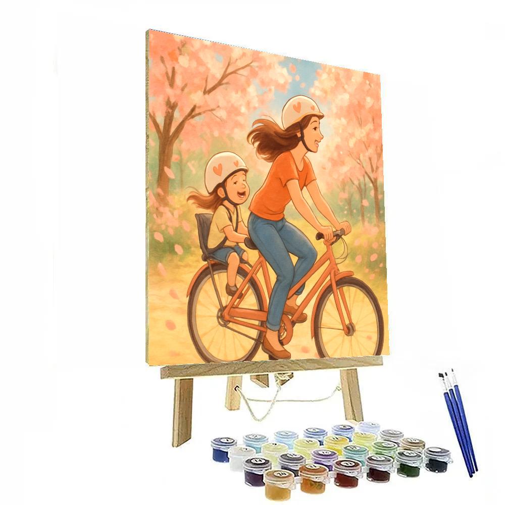 Spring Blossom Bike Ride With Mom paint by color