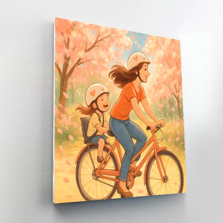 Spring Blossom Bike Ride With Mom paint by color