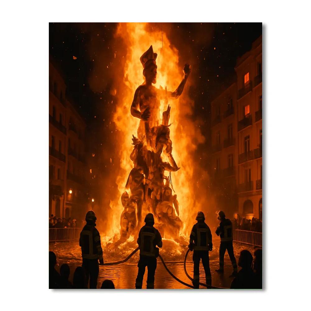Burning Of The Fallas In Valencia Painting by numbers kit