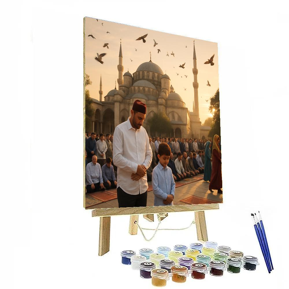 Eid Morning Prayers At Istanbul Mosque painting number kit