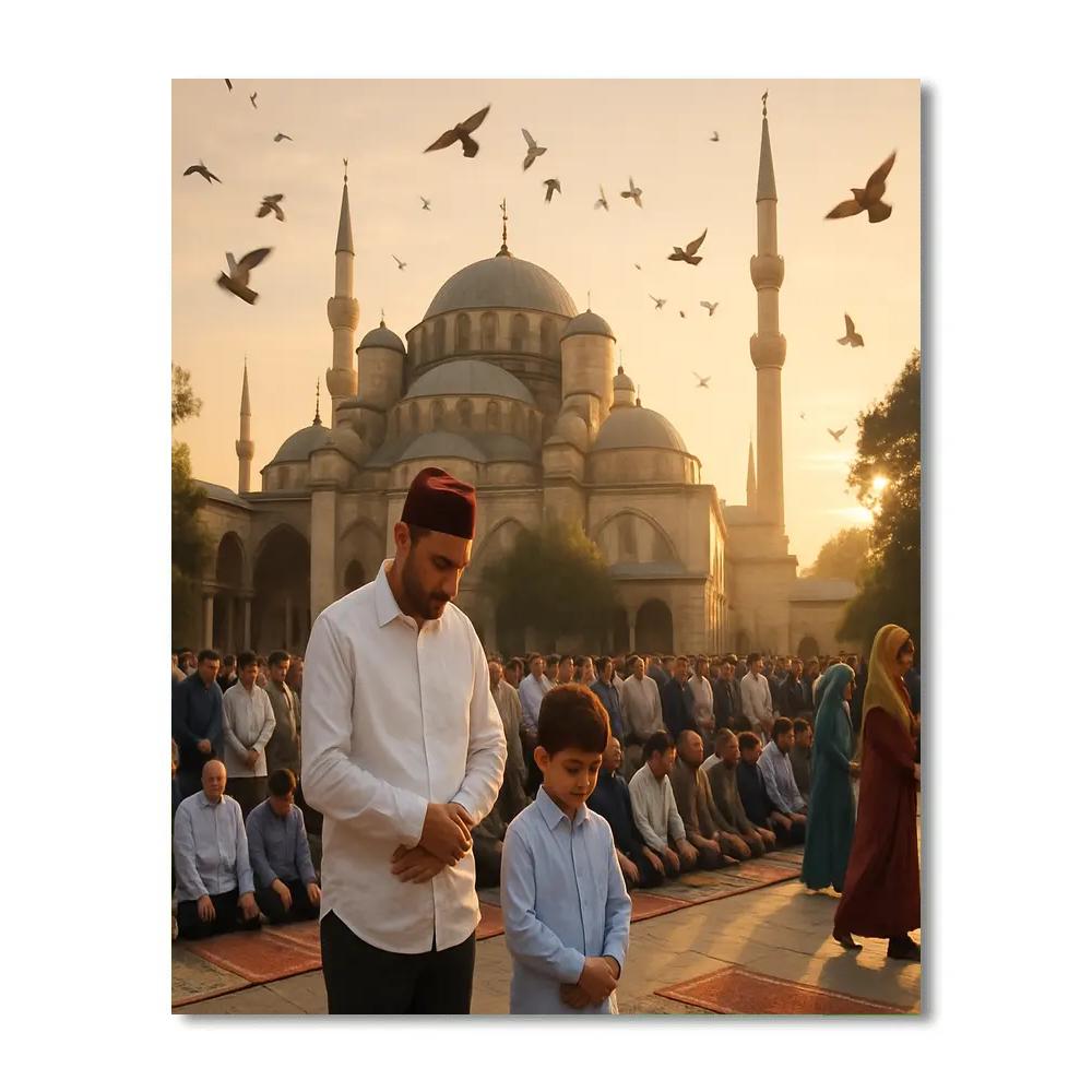 Eid Morning Prayers At Istanbul Mosque painting number kit