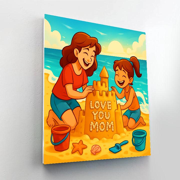 Mothers Day Beach Sandcastle Paint by numbers kits