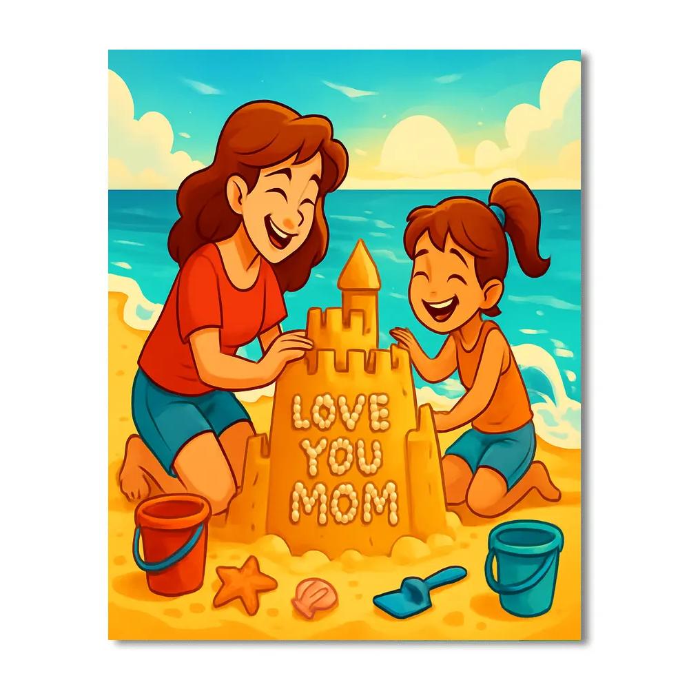Mothers Day Beach Sandcastle Paint by numbers kits