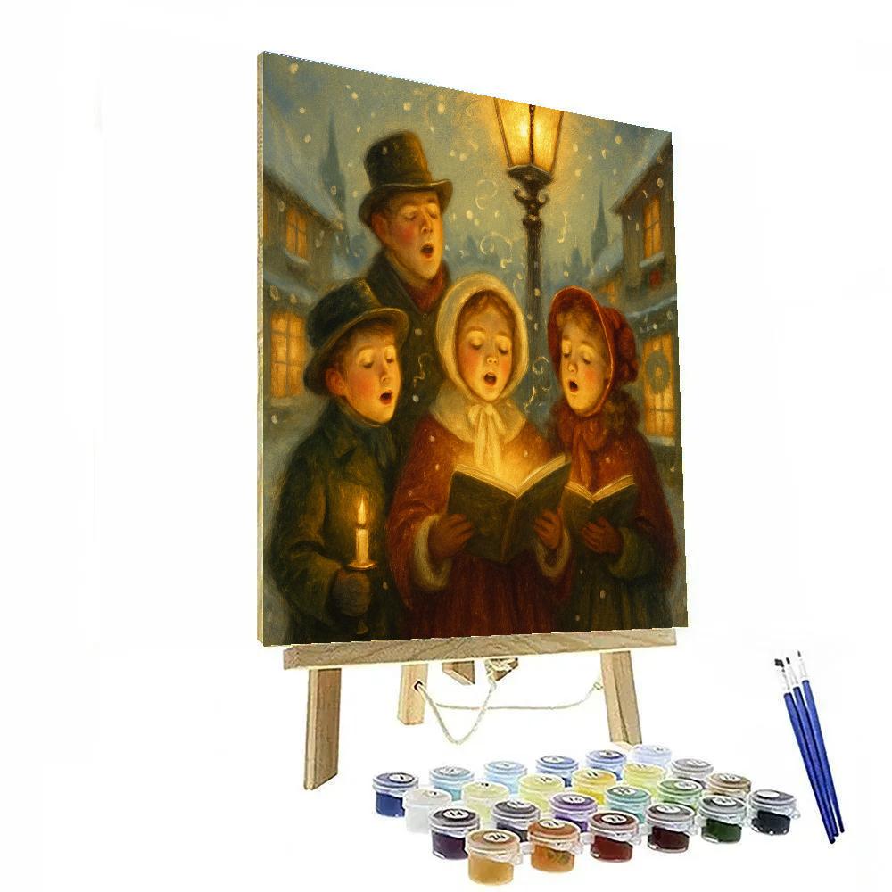 Carolers On Frosted Lane Paint by numbers art