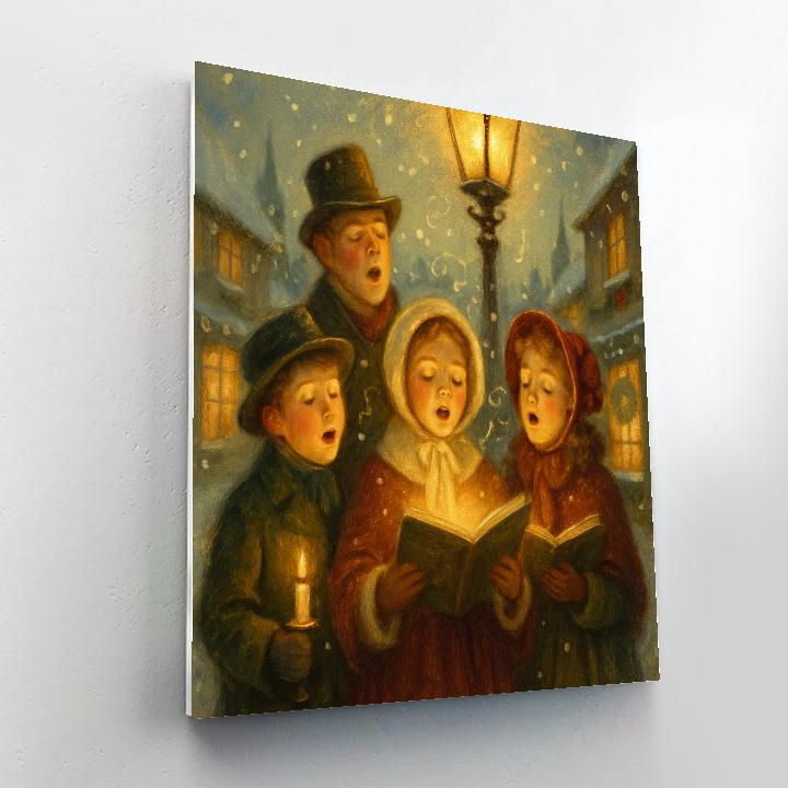 Carolers On Frosted Lane Paint by numbers art
