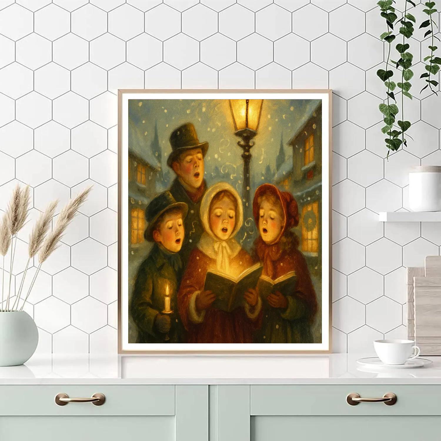 Carolers On Frosted Lane Paint by numbers art