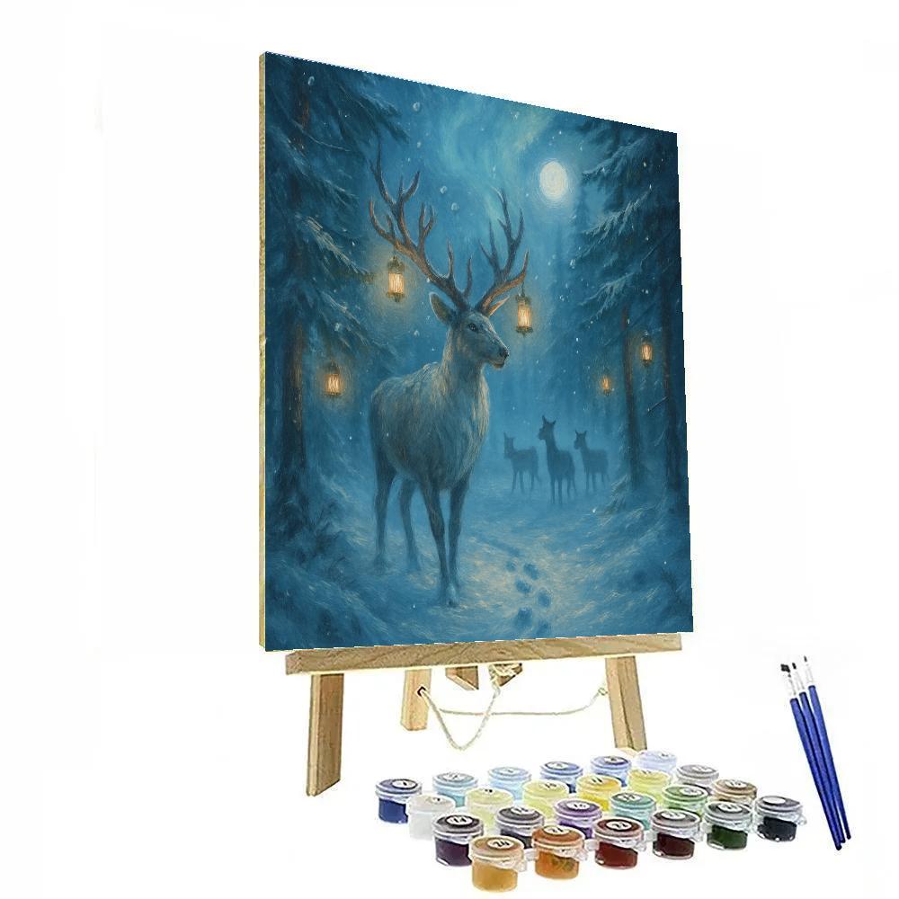 Reindeer Glen Lantern Trail Painting by numbers kit