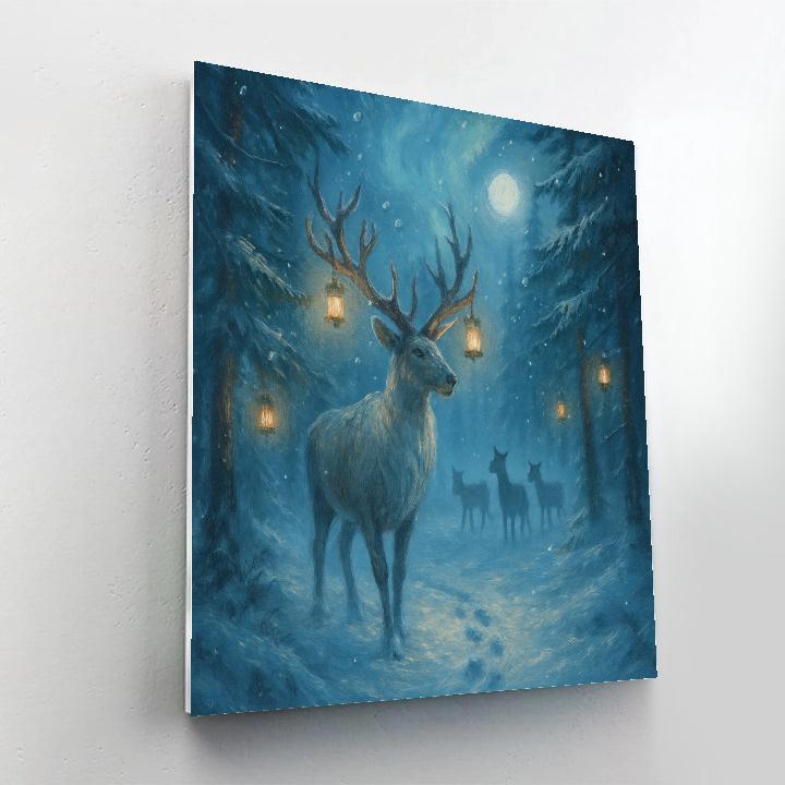 Reindeer Glen Lantern Trail Painting by numbers kit