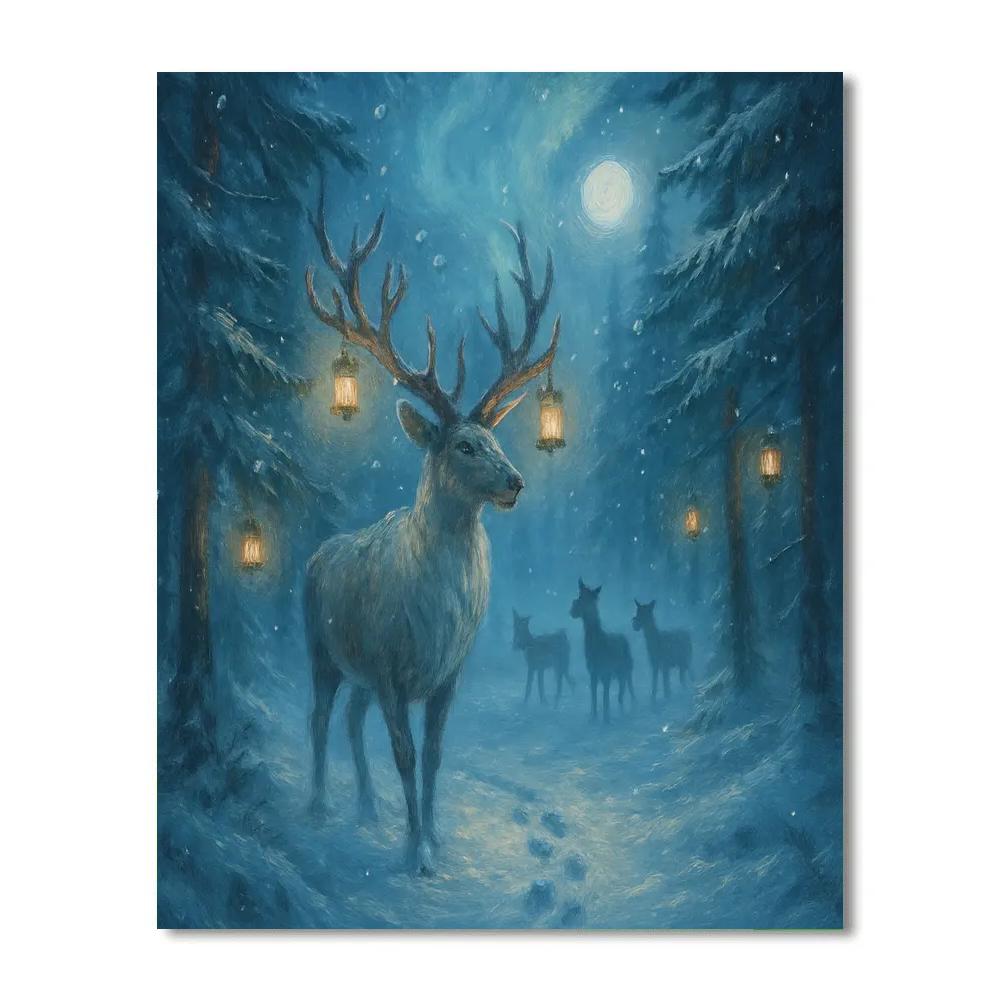 Reindeer Glen Lantern Trail Painting by numbers kit